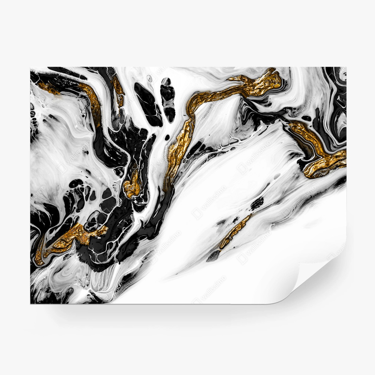 Fototapete schwarz-weiße abstraktion mit goldenen adern – Wallnifity®