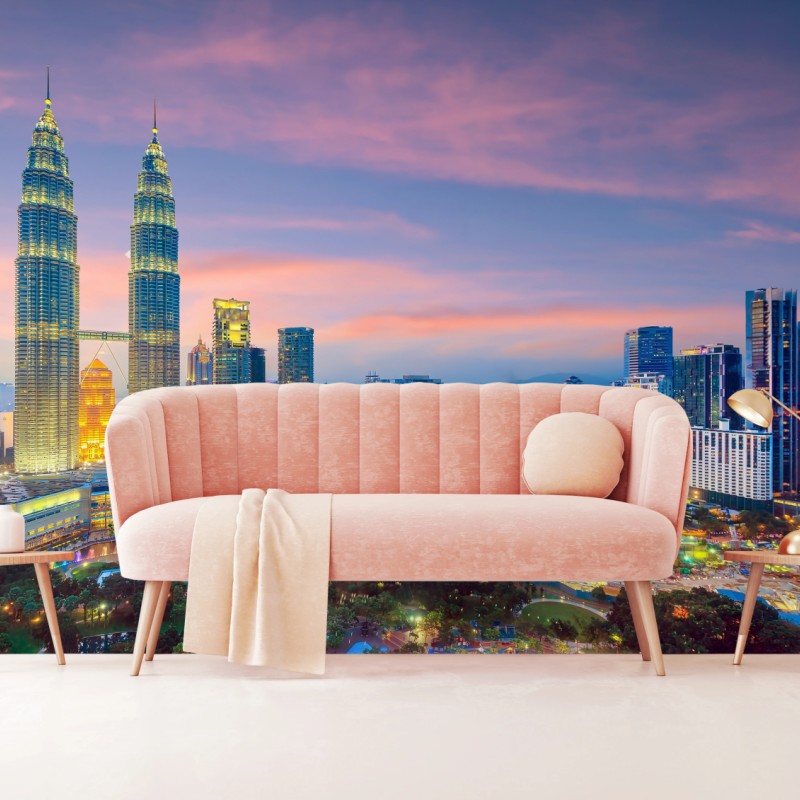 Fototapete Kuala Lumpur stadtpanorama bei dämmerung – Wallnifity®