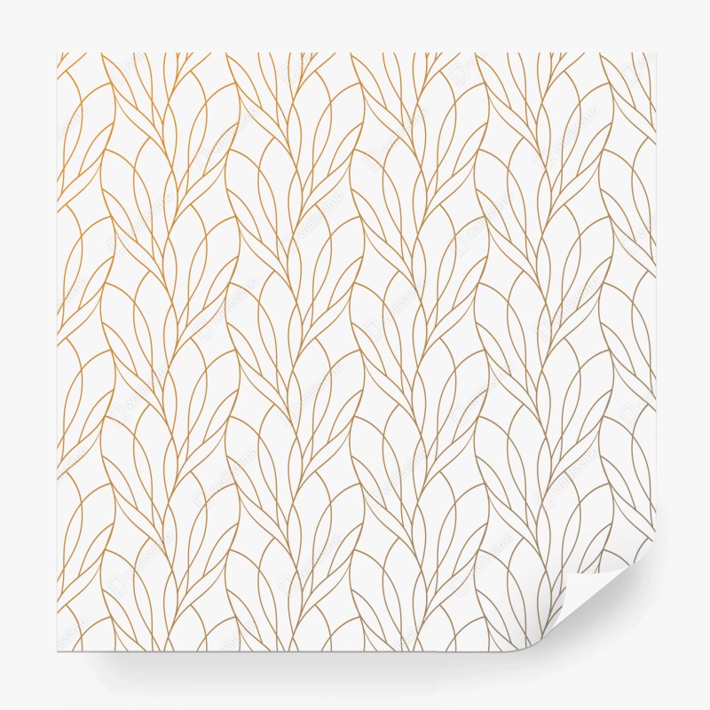 Fototapete goldenes blattmuster auf weißem hintergrund