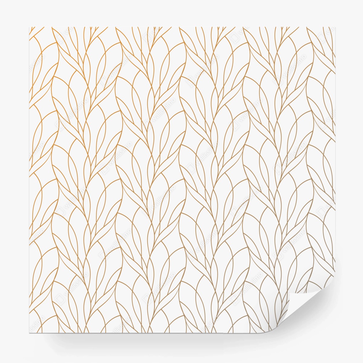 Fototapete goldenes blattmuster auf weißem hintergrund – Wallnifity®