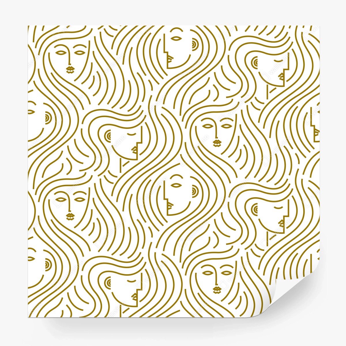 Fototapete goldene fließende gesichter nahtloses muster – Wallnifity®