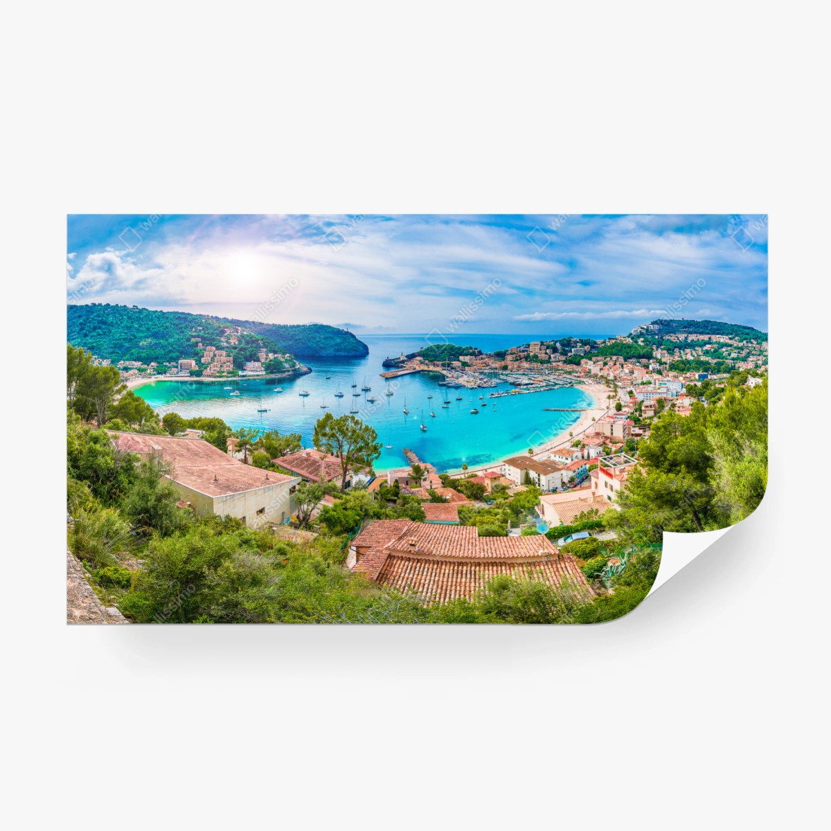 Fototapete sonnige panoramaaufnahme von Port de Soller – Wallnifity®