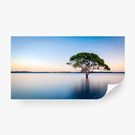 Fototapete einsamer baum am stillen see – Wallnifity®