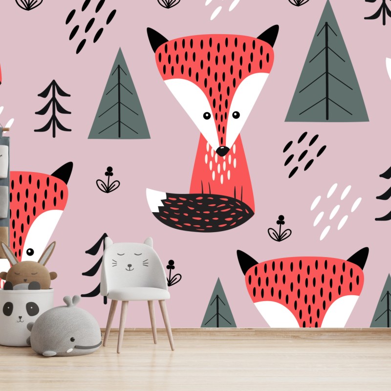 Fototapete verspieltes fuchswaldmuster – Wallnifity®