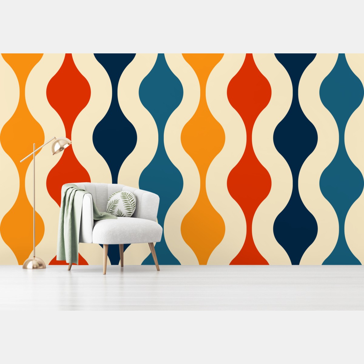 Fototapete retro welliges mid-century muster – Wallnifity®
