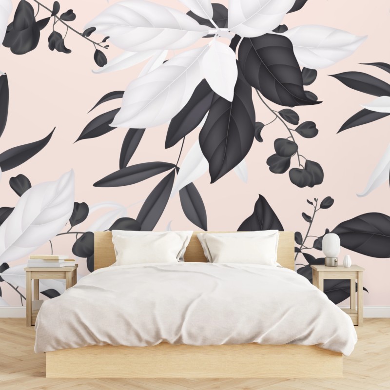 Fototapete zarte pastell botanische blätter – Wallnifity®