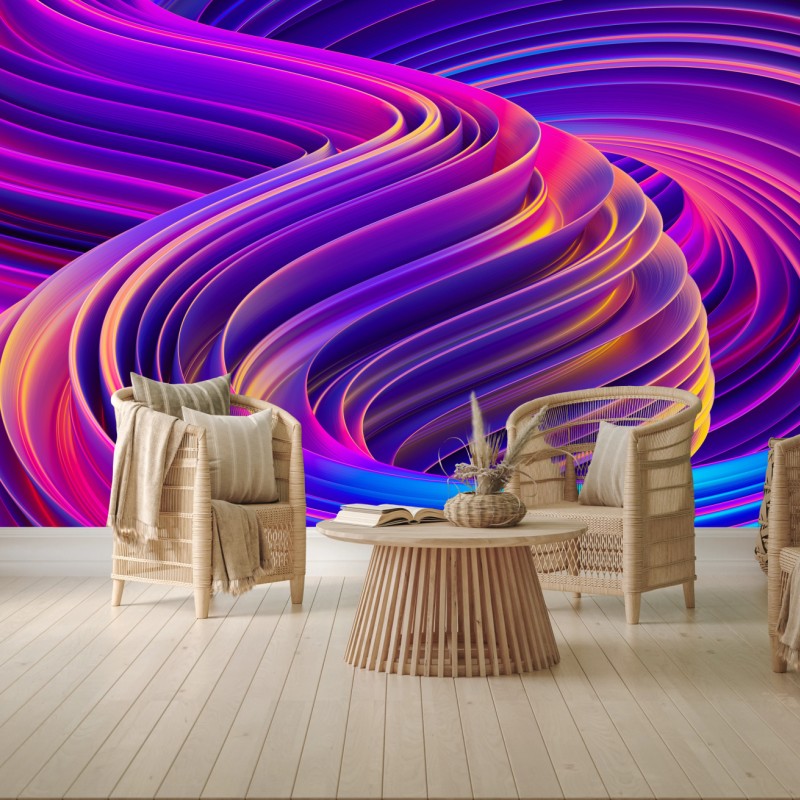 Fototapete leuchtender lila 3d bandwirbel – Wallnifity®
