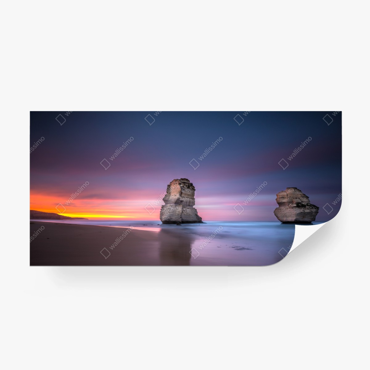 Fototapete ruhige küstenlandschaft mit felsformationen bei sonnenuntergang – Wallnifity®