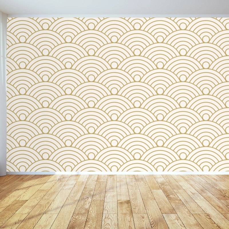 Fototapete goldenes seigaiha wellenmuster – Wallnifity®