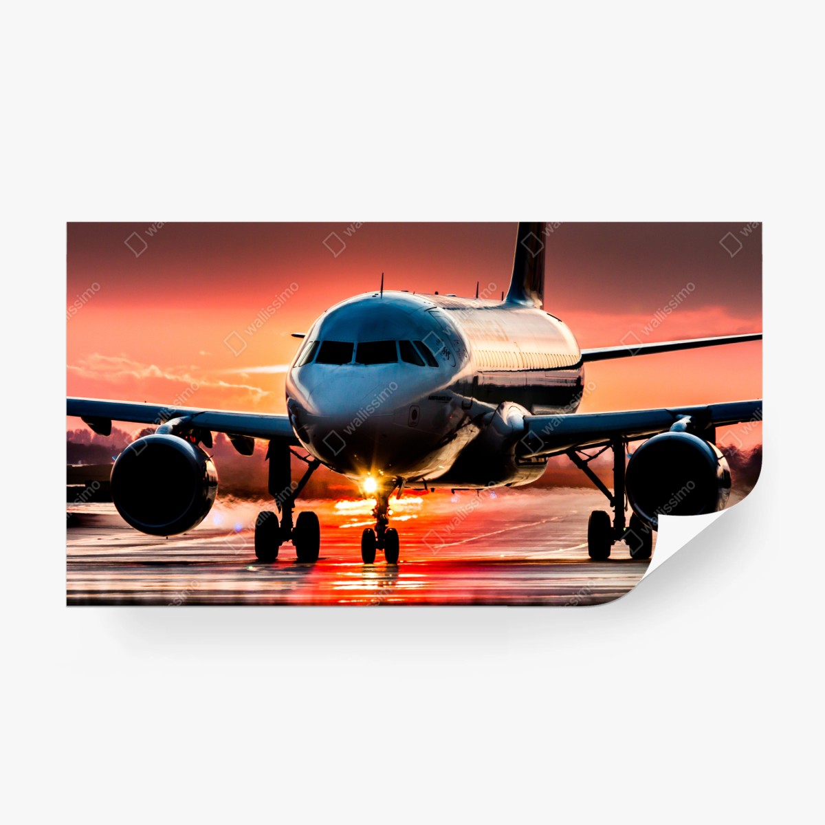 Fototapete jet im sonnenuntergang auf der startbahn – Wallnifity®