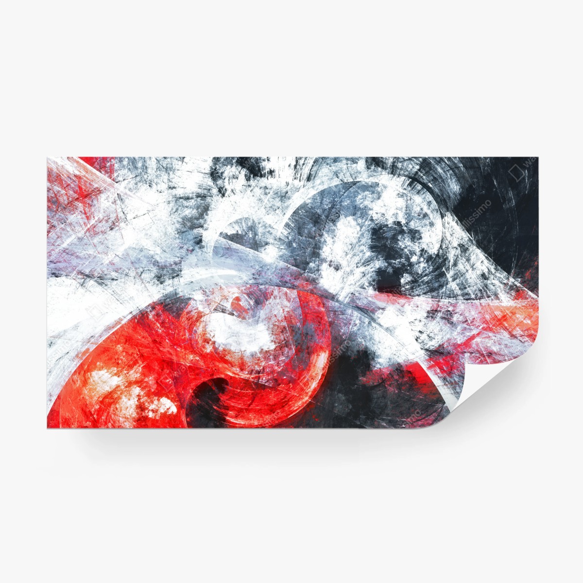 Fototapete dynamische rote und weiße abstrakte komposition – Wallnifity®