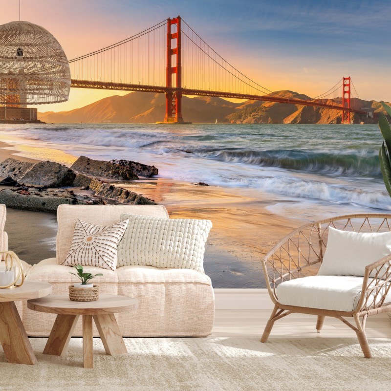 Fototapete sonnenuntergang an der Golden Gate Bridge – Wallnifity®