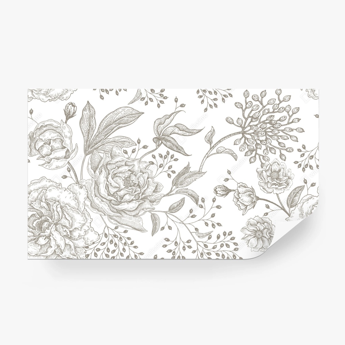 Fototapete zartes botanisches blumenmuster im vintage-stil – Wallnifity®