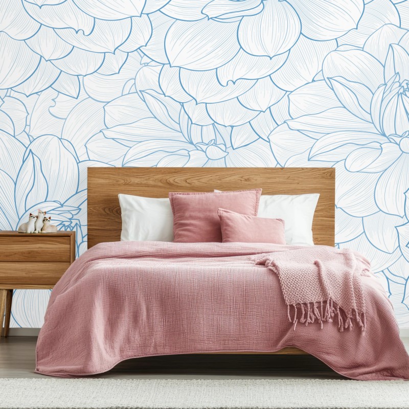 Fototapete zartes blaues blumenmuster – Wallnifity®