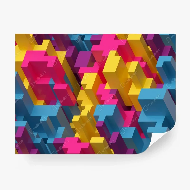 Fototapete buntes 3d-voxel-muster