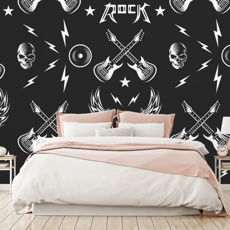 Fototapete nahtloses muster mit rock-symbolen – Wallnifity®