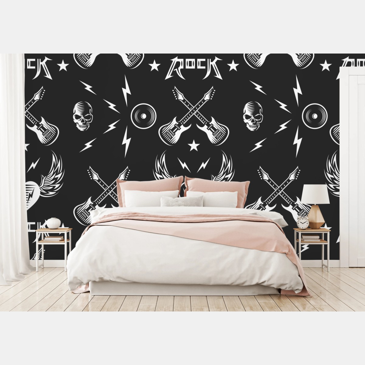 Fototapete nahtloses muster mit rock-symbolen – Wallnifity®