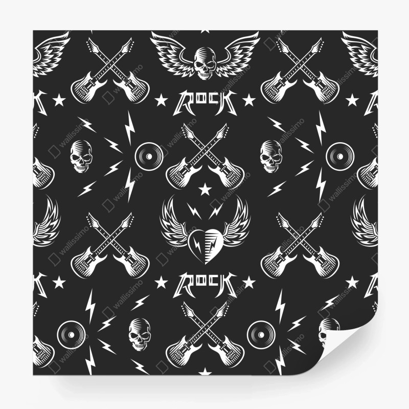 Fototapete nahtloses muster mit rock-symbolen – Wallnifity®