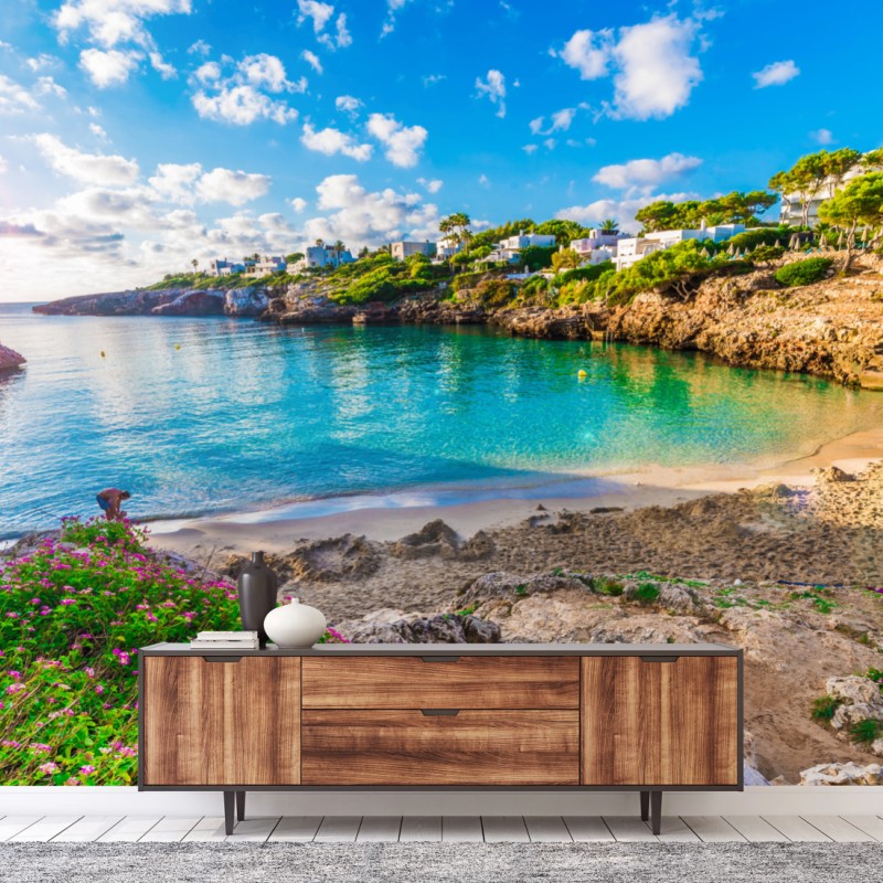 Fototapete sonnige Cala Esmeralda türkisbucht – Wallnifity®