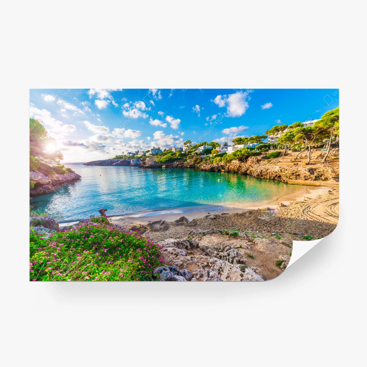 Fototapete sonnige Cala Esmeralda türkisbucht – Wallnifity®