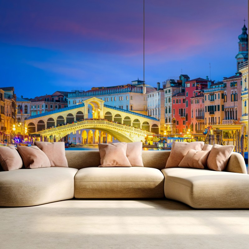 Fototapete Rialto brücke bei dämmerung, Venedig – Wallnifity®