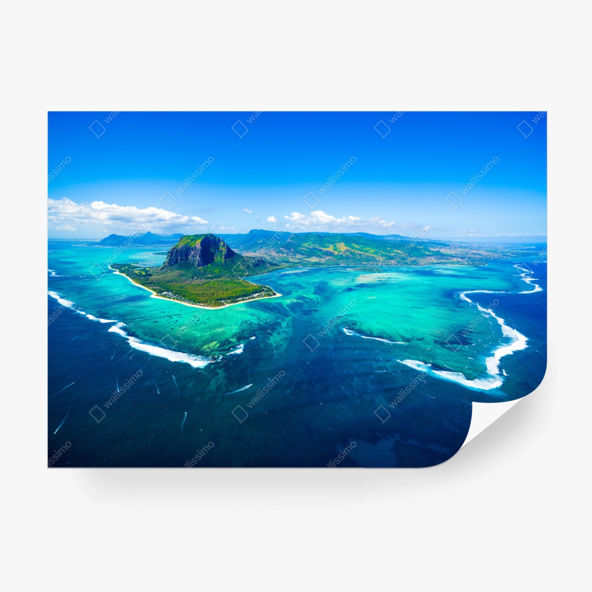 Fototapete panorama Le Morne über der lagune von Mauritius – Wallnifity®