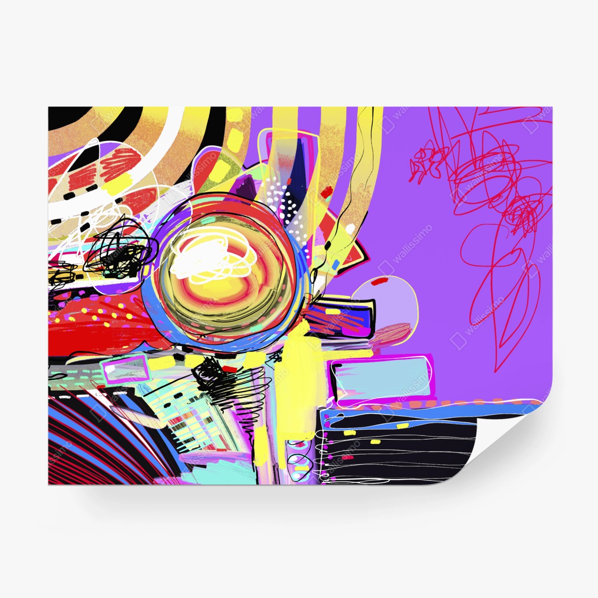 Fototapete lebendige violette abstrakte komposition – Wallnifity®