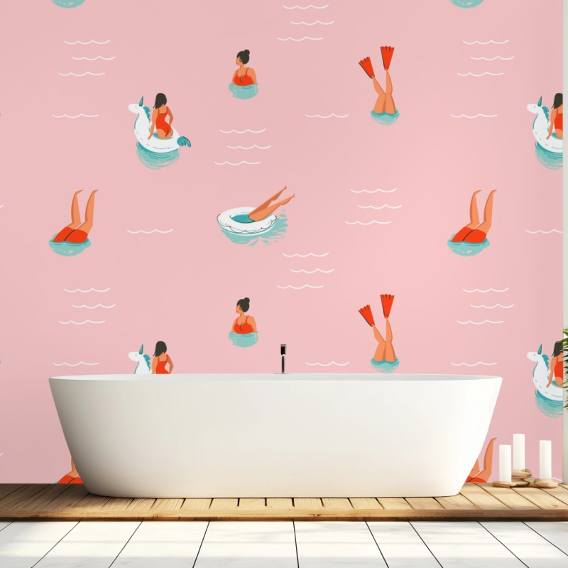 Fototapete verspieltes pastell poolmuster – Wallnifity®