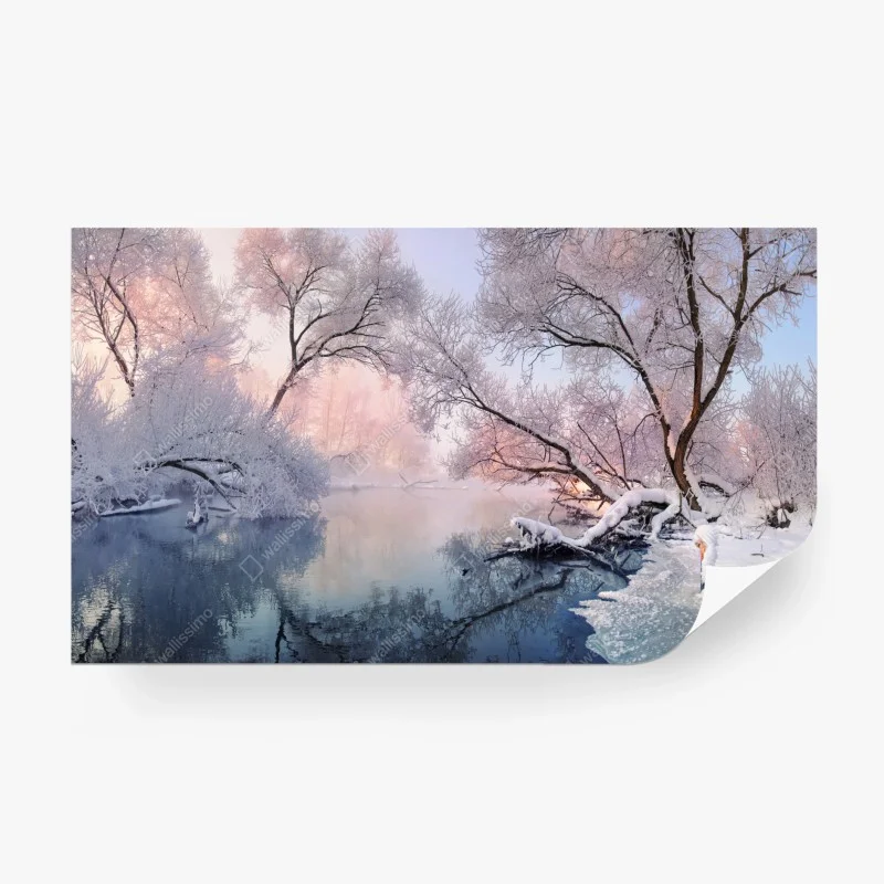 Fototapete ruhige winterlandschaft am fluss
