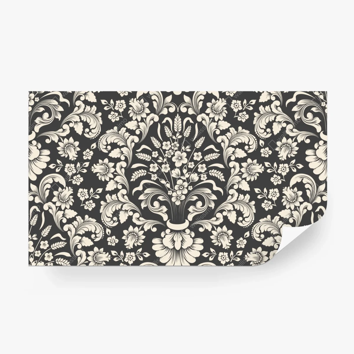 Fototapete vintage blumiges damastmuster – Wallnifity®