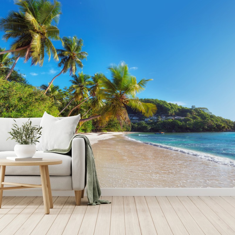 Fototapete tropischer palmstrand – Wallnifity®