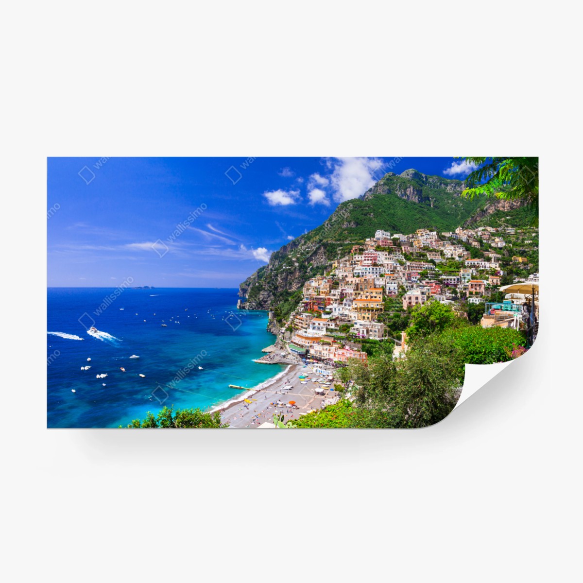 Fototapete sonnige panoramaaufnahme von Positano an der Amalfiküste – Wallnifity®