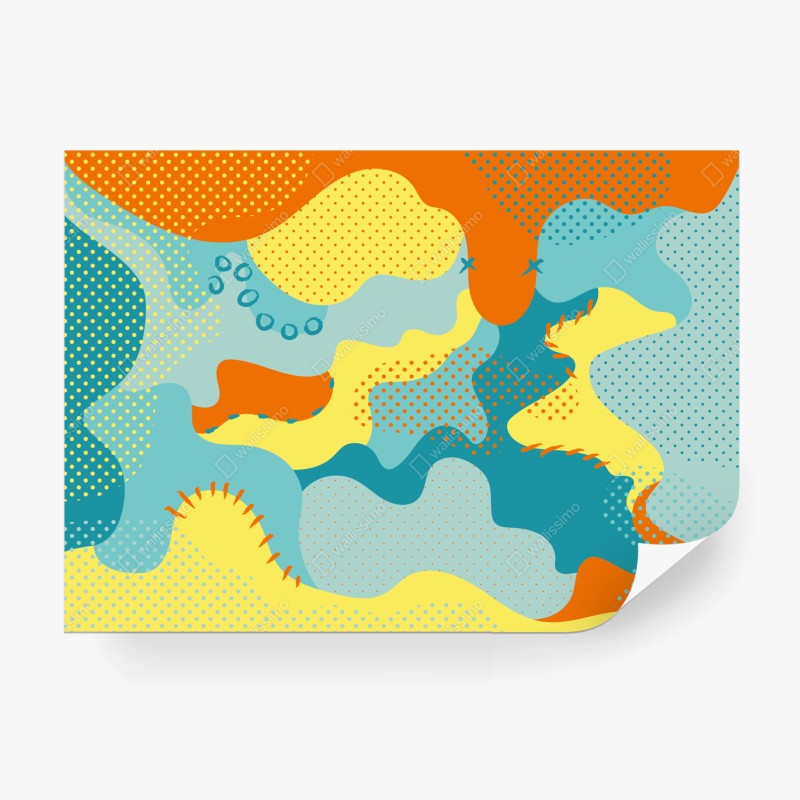 Fototapete vintage botanisches blumenmuster in gelb und grau – Wallnifity®