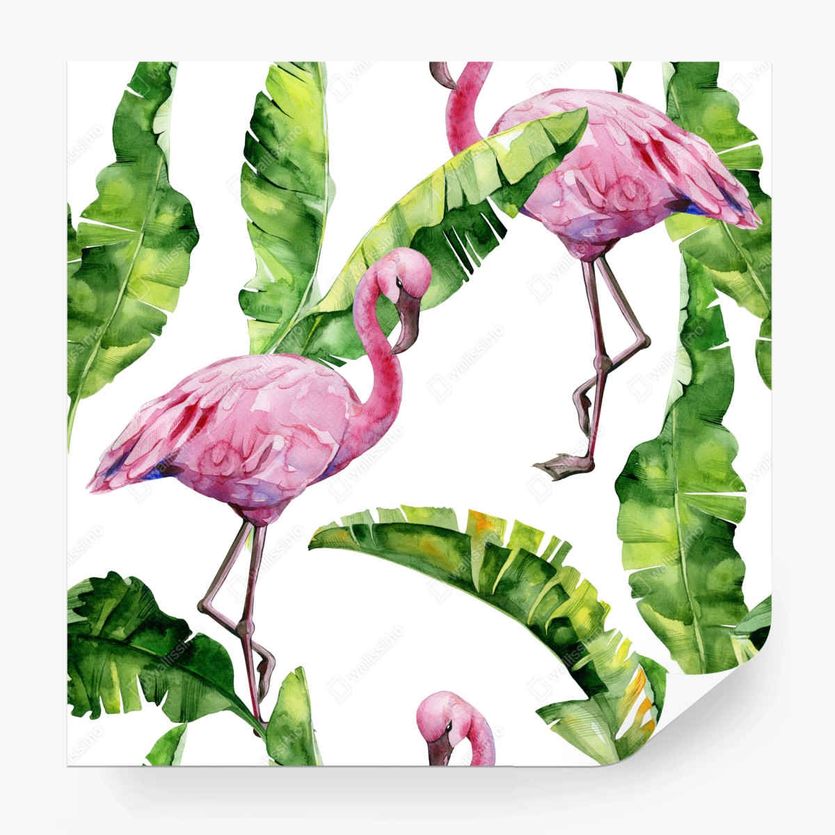 Fototapete rosa flamingo aquarellmuster – Wallnifity®