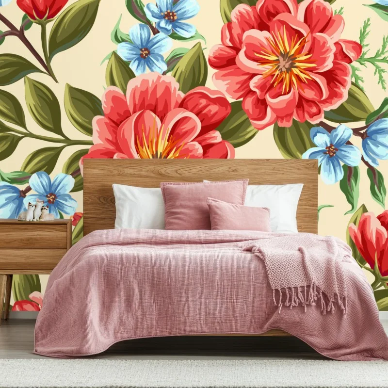 Fototapete lebhaftes aquarell blumenmuster – Wallnifity® Fototapete lebhaftes aquarell blumenmuster – Wallnifity®