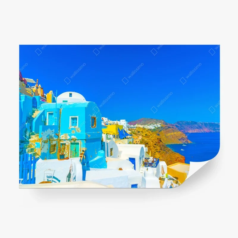 Fototapete sonniger blick auf Oia, Santorini
