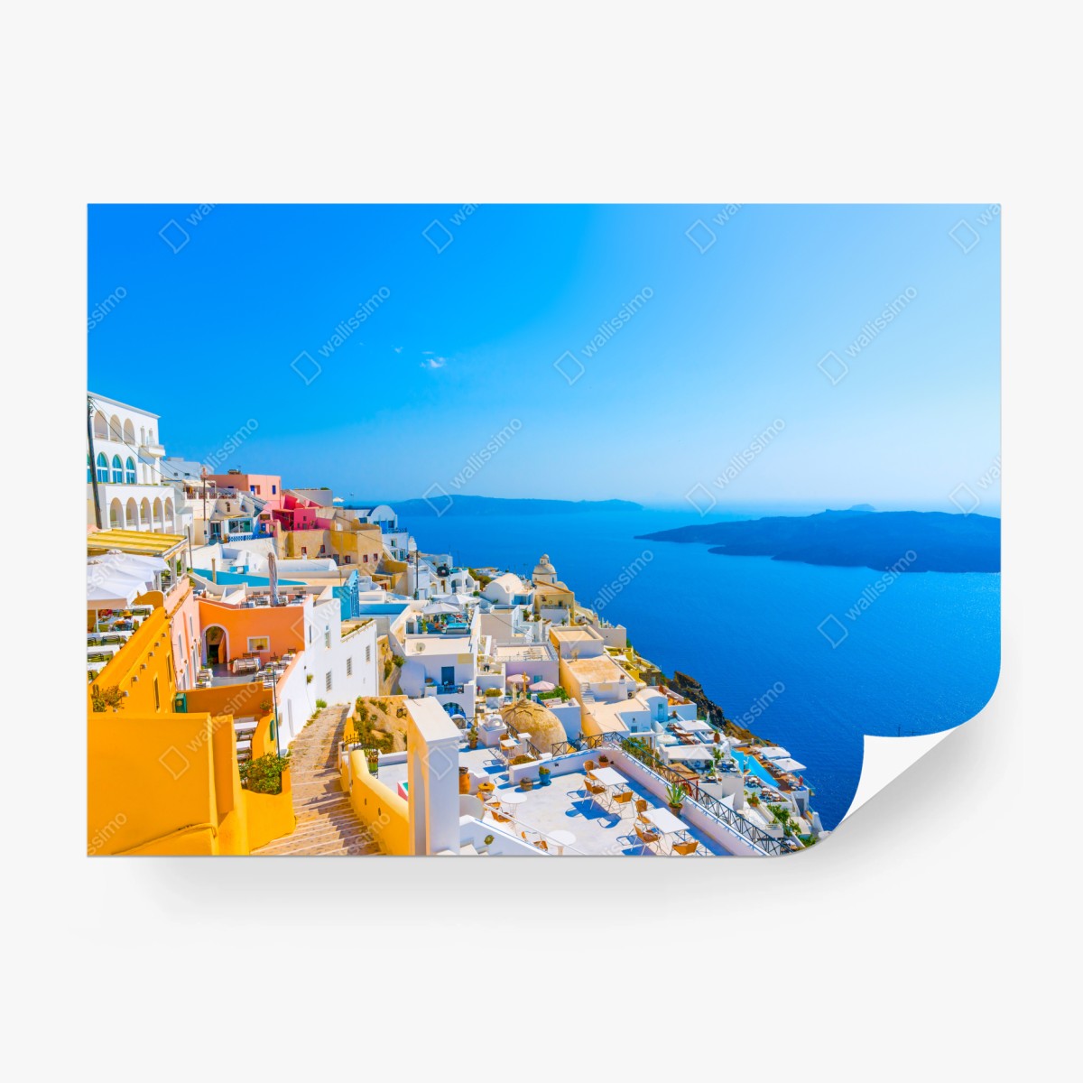 Fototapete sonnige ansicht der caldera von Santorini – Wallnifity®
