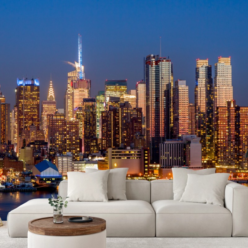 Fototapete panorama von New York bei dämmerung – Wallnifity®