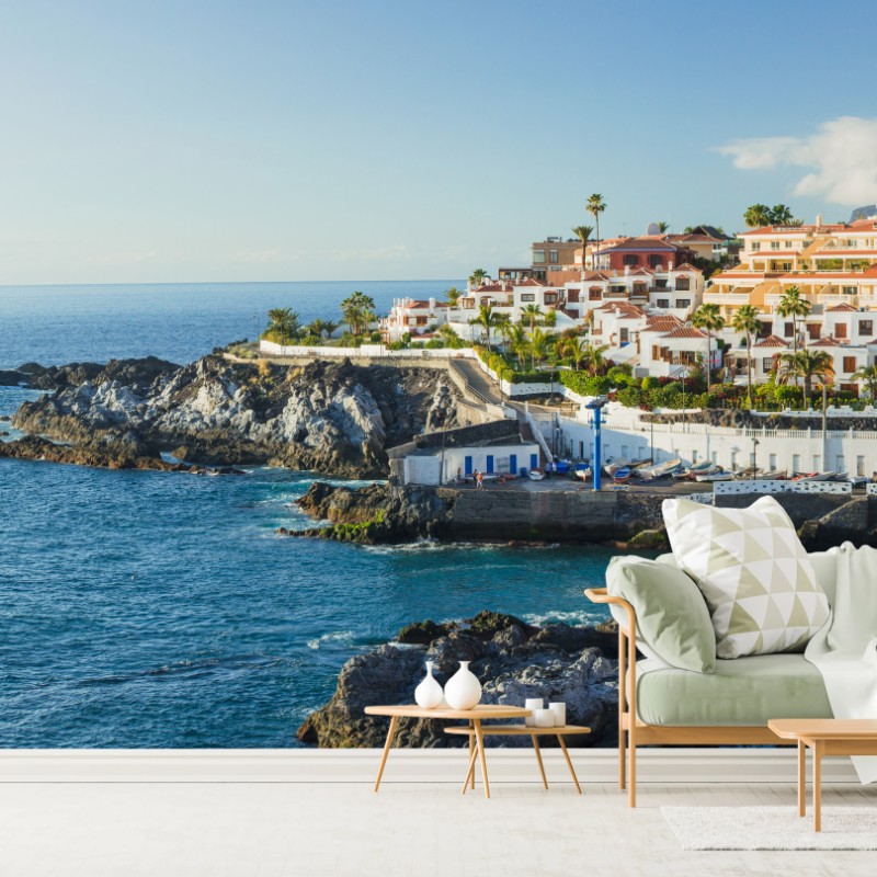 Fototapete sonnige panorama der küstenstadt – Wallnifity®