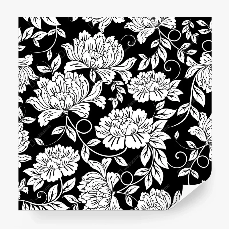 Fototapete monochromes blumenmuster