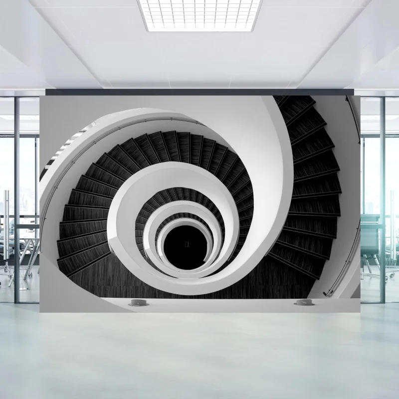 Fototapete spiraltreppe in monochrom – Wallnifity®