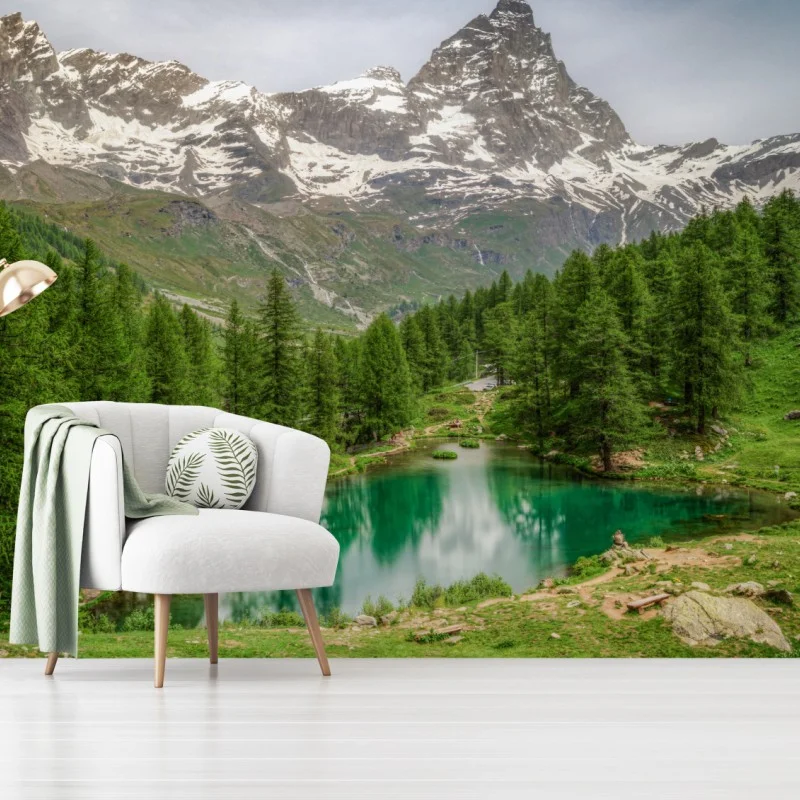 Fototapete blauer see bei Cervinia – Wallnifity®