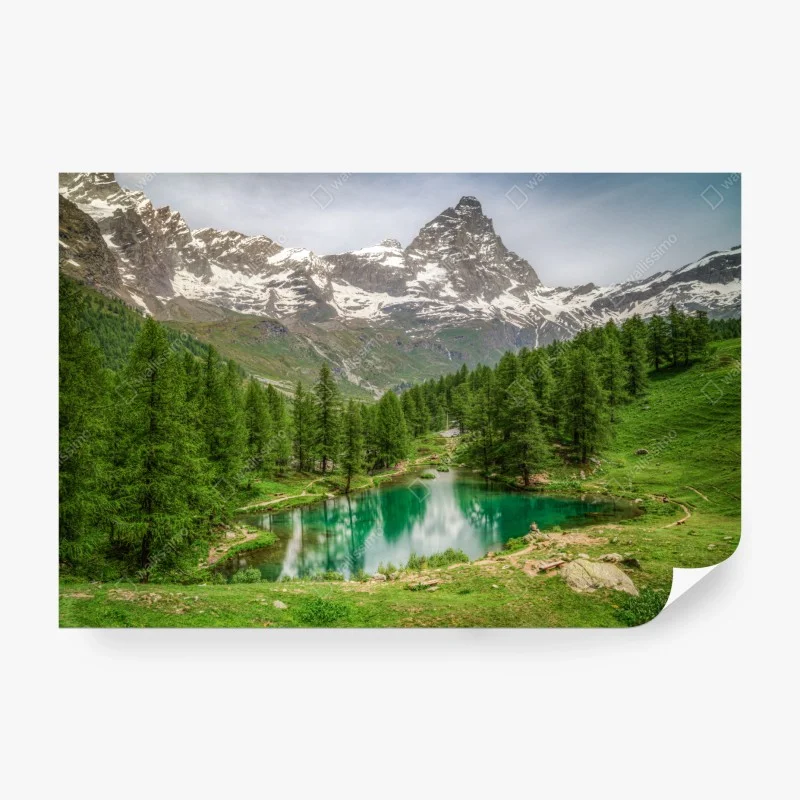 Fototapete blauer see bei Cervinia – Wallnifity®