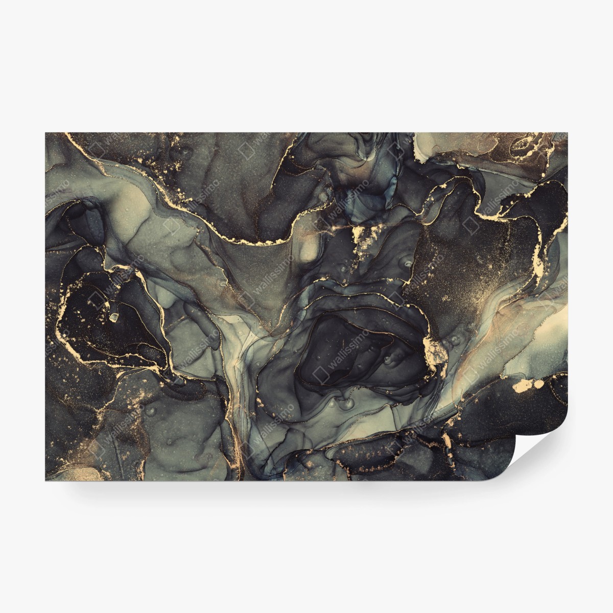 Fototapete luxuriöse abstrakte alkoholtinten-kunst mit goldenen adern – Wallnifity®