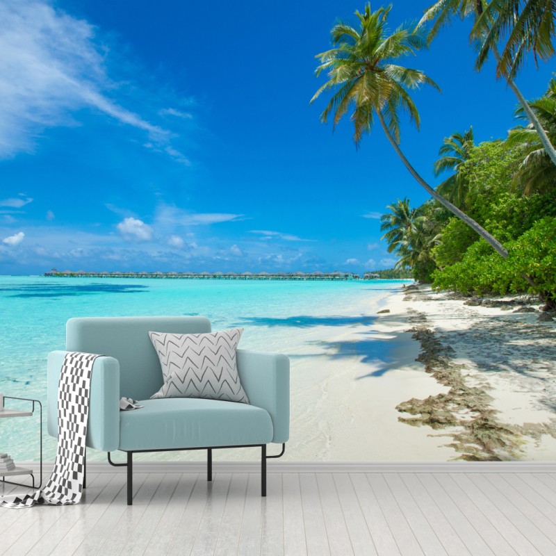 Fototapete tropischer strand auf den Malediven – Wallnifity®