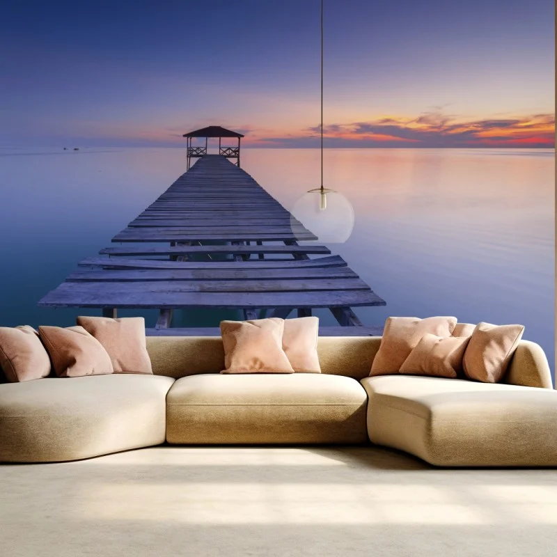 Fototapete ruhiger steg bei sonnenuntergang – Wallnifity®