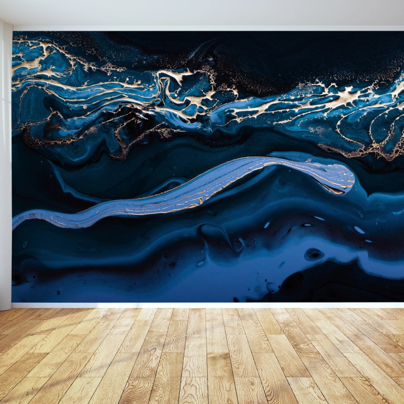 Fototapete marineblaue und goldene abstraktion – Wallnifity®