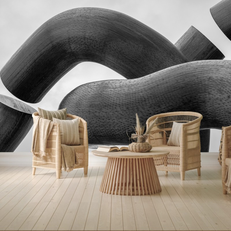 Fototapete gekrümmte formen abstrakte skulptur in grau – Wallnifity®