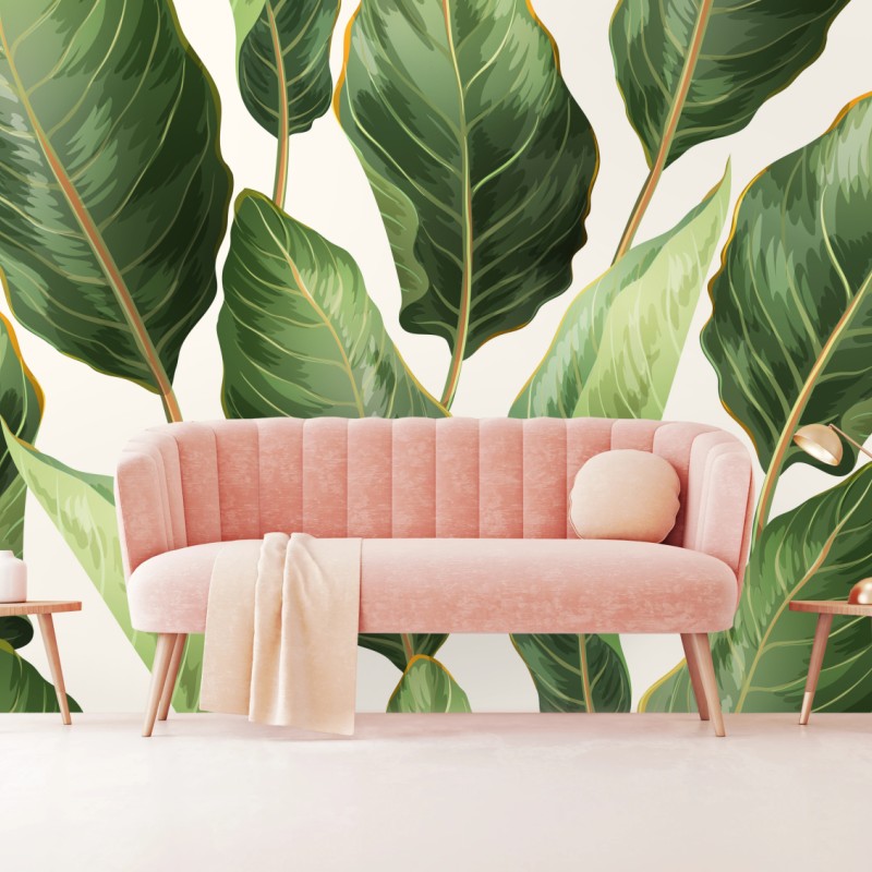 Fototapete tropisches bananenblattmuster – Wallnifity®