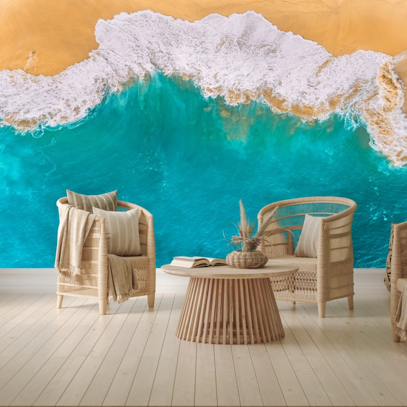 Fototapete türkisblaue wellen am strand Kelingking, Nusa Penida – Wallnifity®